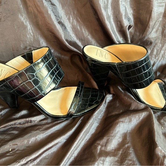 INC International Concepts Shoes - INC International Concepts Black Croc-Pattern Mules